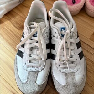 Adidas Black and White Sneakers with Brown Soles